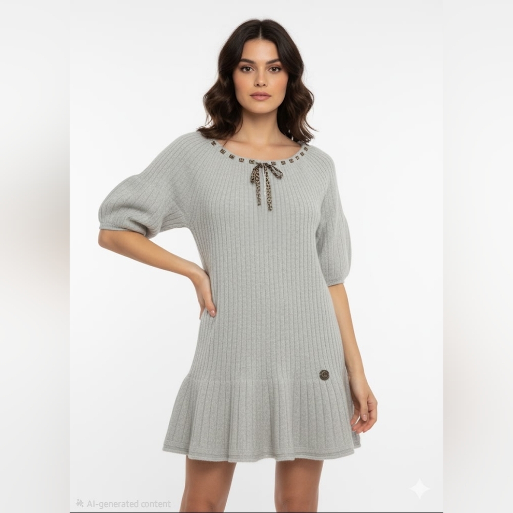 Galliano (John Galliano) Knit Gray Sweater Dress/ Tunic Size XS (Fits S-M) NWT